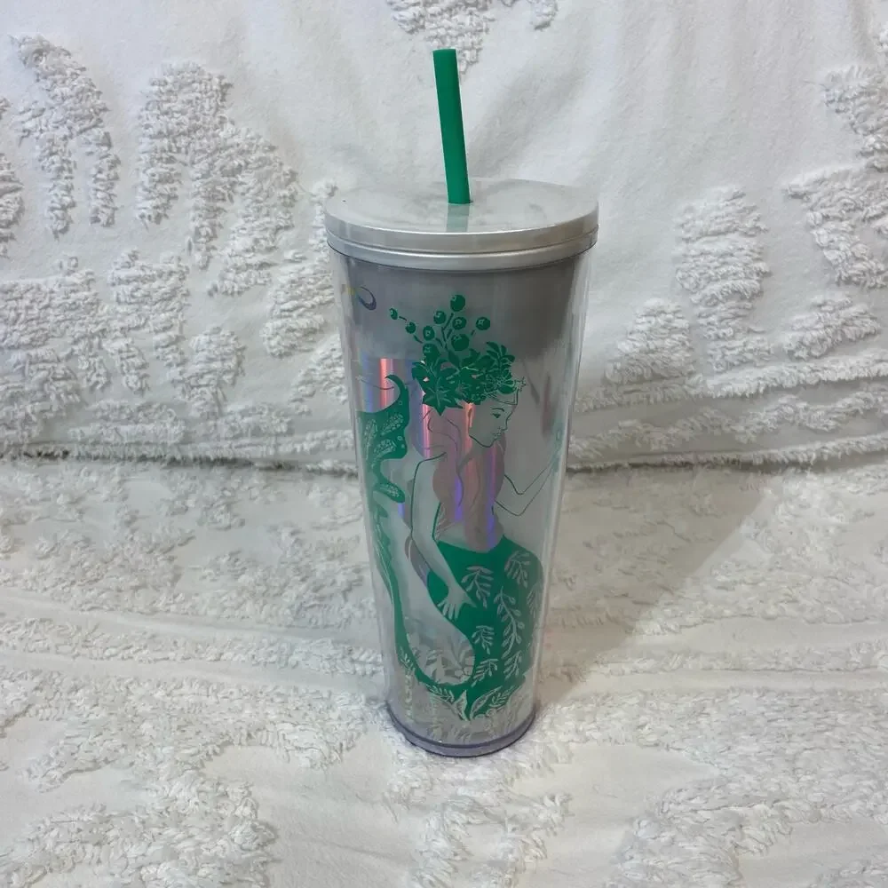 STARBUCKS Trademark Siren Logo Tumbler Collectable Green Iridescent Sz 24oz